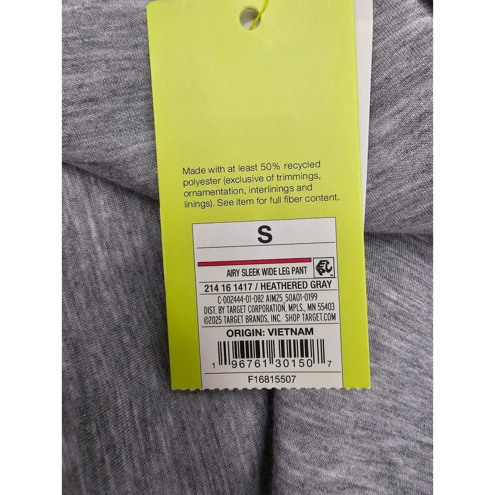 All in Motion Airy Sleek‎ Wide Leg Pant Heathered Gray Small NWT 214161417